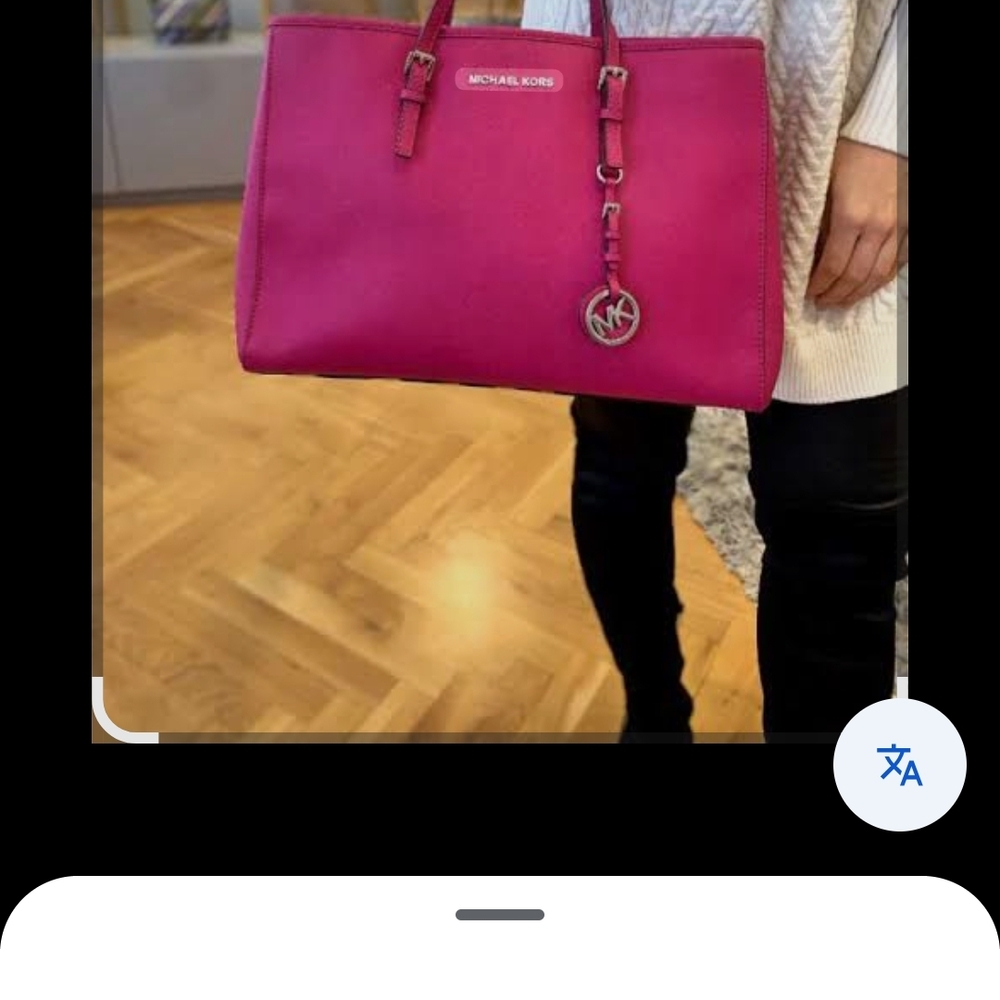 Michael Kors Pink Structured Tote with Metallic Accents